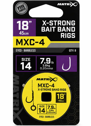 Matrix X-Strong Bait Band Rigs MXC-4 18” (45cm) by Billing Tackle