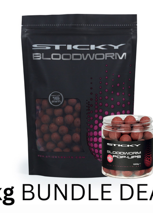 5KG Sticky Baits Bloodworm Shelf Life 12MM + Matching Popups