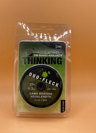 Thinking anglers camo braided hook length 20m (olive camo) 25lb by Billing Tackle
