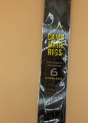 Esp camo hair rigs barbless (6) by Billing Tackle