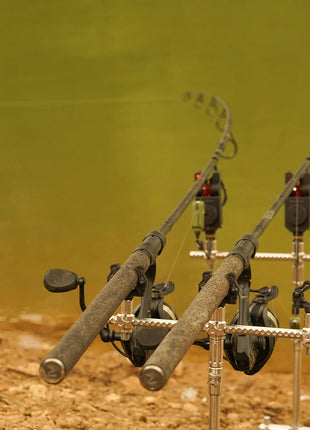 OMC Black Pearl Rods SET OF 3 + Nets + Spods Dark Cork Handles - BRAND NEW