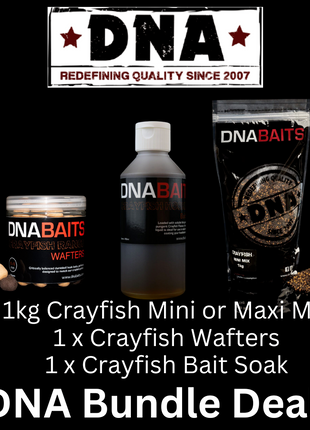 DNA Baits NEW Crayfish Mini/Maxi Mix Pellets Wafters & Bait Soak