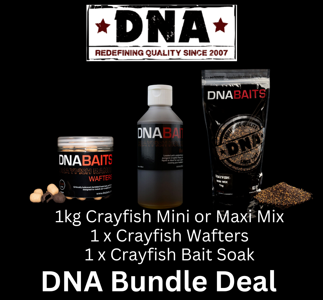 DNA Baits NEW Crayfish Mini/Maxi Mix Pellets Wafters & Bait Soak