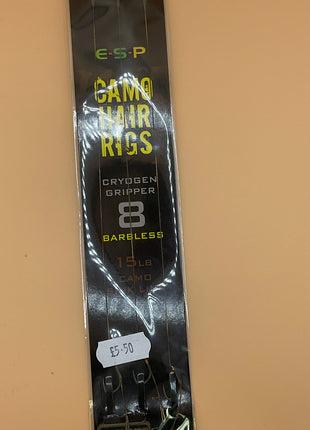 Esp camo hair rigs barbless (8) by Billing Tackle