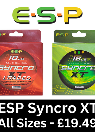 ESP Syncro Carp Mainline Loaded Sinking Mono 1000m Carp Fishing All Sizes