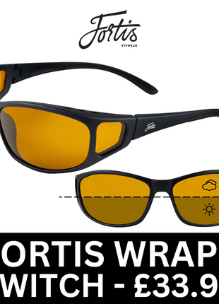Fortis Switch Wraps Polarised Sunglasses NEW Carp Fishing Glasses