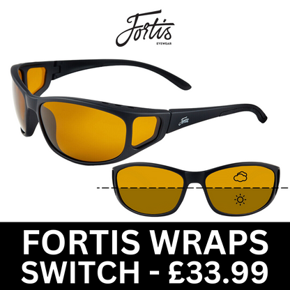 Fortis Switch Wraps Polarised Sunglasses NEW Carp Fishing Glasses