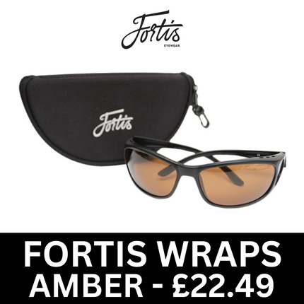 Fortis Wraps Polarised Sunglasses AMBER NEW Carp Fishing Glasses