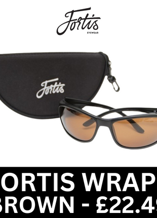 Fortis Wraps Polarised Sunglasses BROWN NEW Carp Fishing Glasses