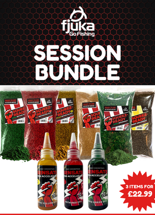 Fjuka Match & Carp Fishing Bundle. Sensate™ 50ml Liquid + Squeeze-Ready Method Groundbait + Pellets