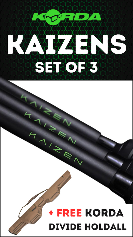 3 x KORDA KAIZEN GREEN RODS from £279 10/12FT + FREE 12ft Korda Rod Holdall