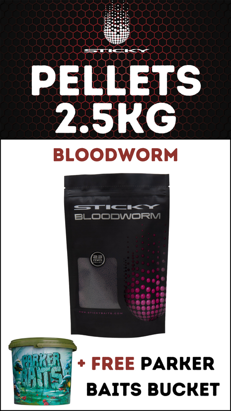 Sticky Baits Bloodworm Pellets 2.5KG + FREE Parker Baits Bucket - £22.99