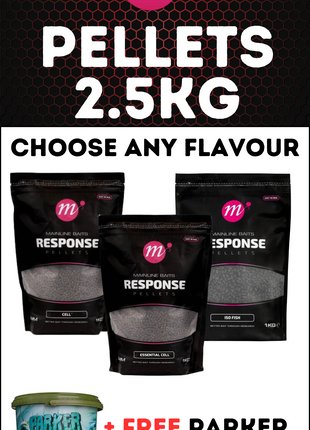 Mainline 5mm Response Pellets 2.5KG + FREE Parker Baits Bucket - £22.99