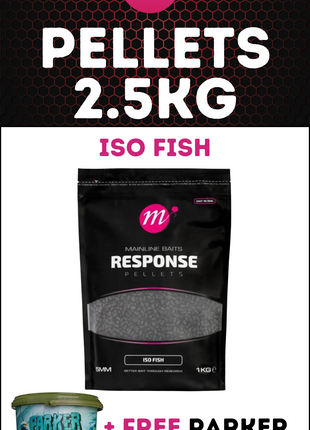 Mainline ISO FISH 5mm Response Pellets 2.5KG + FREE Parker Baits Bucket - £22.99
