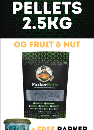 Parker Baits OG Fruit & Nut Pellets 2.5KG + FREE Parker Baits Bucket - £22.99