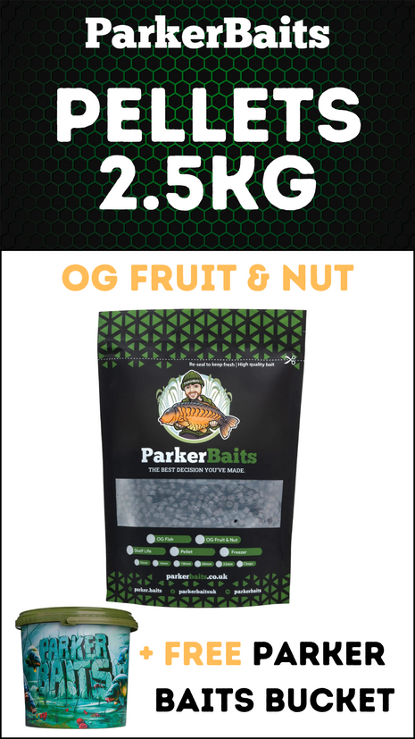 Parker Baits OG Fruit & Nut Pellets 2.5KG + FREE Parker Baits Bucket - £22.99