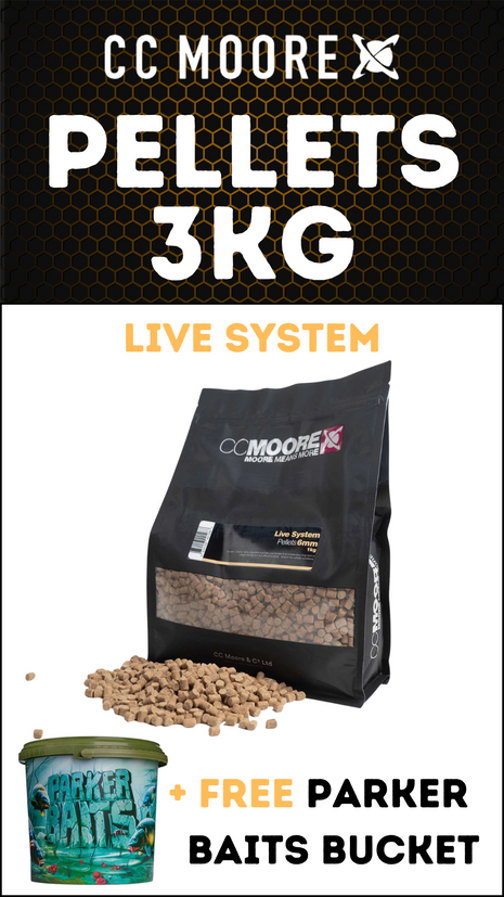 CCMoore Live System Pellets 3KG + FREE Parker Baits Bucket - £22.99