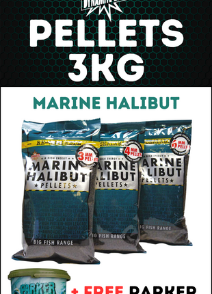 Dynamite Marine Halibut Pellet 3KG + FREE Parker Baits Bucket - £18.99