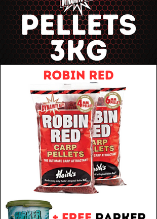 Dynamite Robin Red Pellet 3KG + FREE Parker Baits Bucket - £18.99