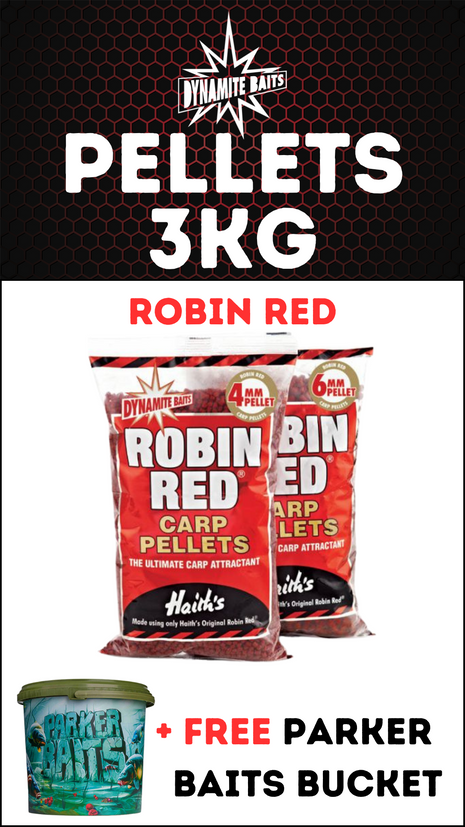 Dynamite Robin Red Pellet 3KG + FREE Parker Baits Bucket - £18.99