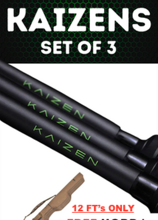 3 x KORDA KAIZEN GREEN RODS from £279. ONLY 12 & 13FT's +FREE Korda Rod Holdall