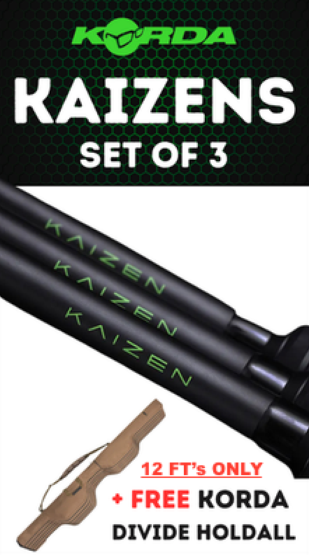 3 x KORDA KAIZEN GREEN RODS from £279. ONLY 12 & 13FT's +FREE Korda Rod Holdall