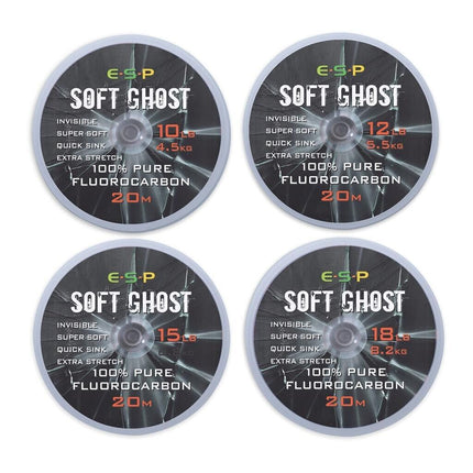 SOFT Ghost ESP Fluorocarbon Hooklink 20m. Soft Ghost All Sizes