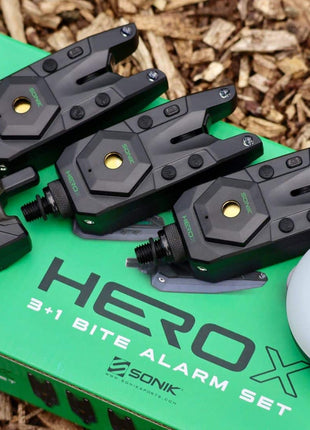 Sonik Hero X 3+1 Bite Alarm Set FREE Bivvy Light