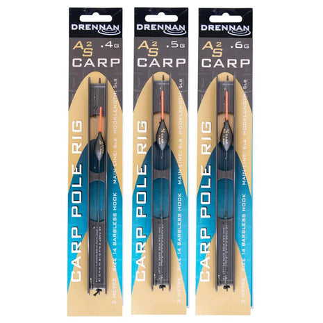 Drennan AS2 Carp Pole Rig |.ALL SIZES(3m / Size 14 Barbless Hook / 6lb Main Line / 5lb Hooklength) by Billing Tackle