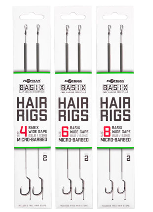 Korda Basix Hair Rigs x2 | All Sizes Available by Billing Tackle