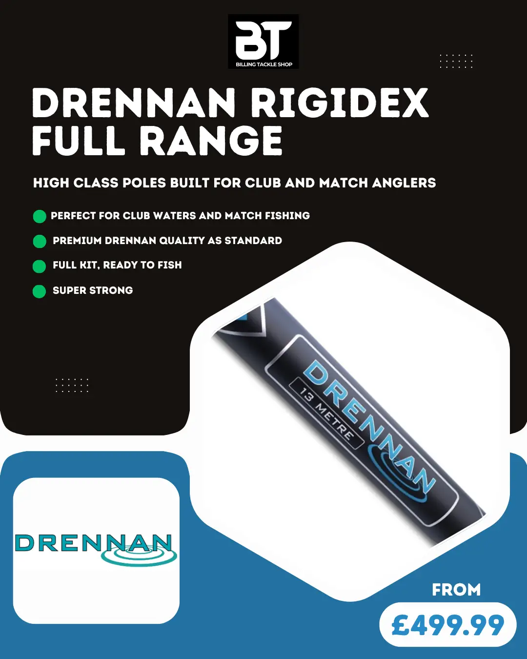 Drennan Rigidex Poles | Full Range From £499.99