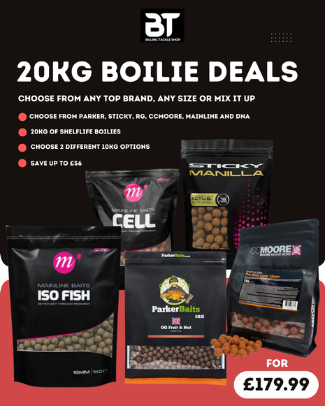 20kg Shelflife Boilie Bundle | All Brands, All Sizes for £179.99 Save Up To £56 WOW Deals