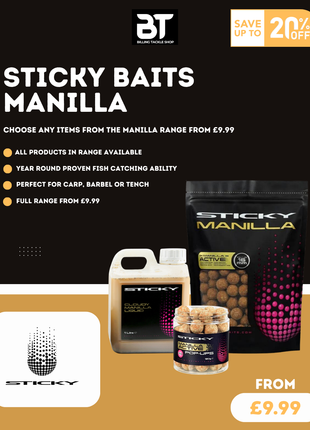 Sticky Baits Manilla - FULL RANGE - Active Boilies Pellets Popups Bag Mix