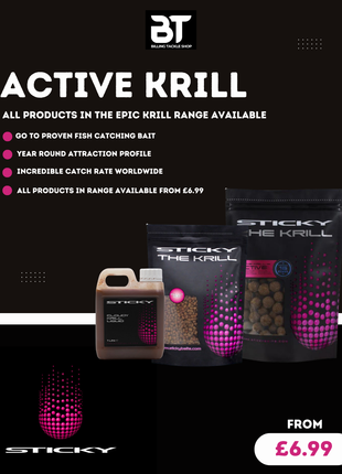 Sticky Baits Krill Full Range | Active Krill, Boilies, Pellets, Hookbaits & Glugs from £6.99