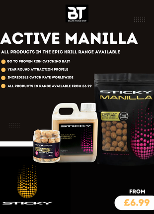 Sticky Baits Manilla Full Range | Active Manilla, Boilies, Pellets, Hookbaits & Glugs from £6.99