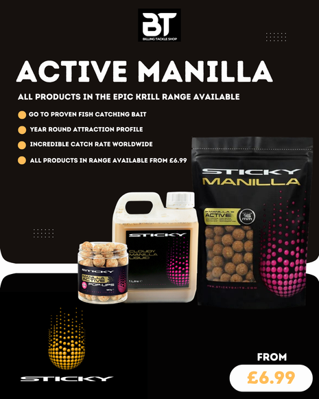 Sticky Baits Manilla Full Range | Active Manilla, Boilies, Pellets, Hookbaits & Glugs from £6.99
