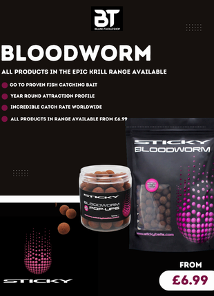 Sticky Baits Bloodworm Full Range | Active, Boilies, Pellets, Hookbaits & Glugs from £6.99