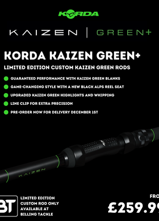 KORDA Kaizen Green+ Carp Rods | Exclusive to Billing Tackle | Full Range from £259.99
