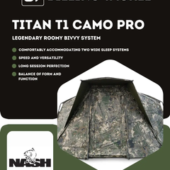 Nash Titan T1 Camo Pro Bivvy | Premium Bivvy, Premium Perks from £799.99 by Billing Tackle