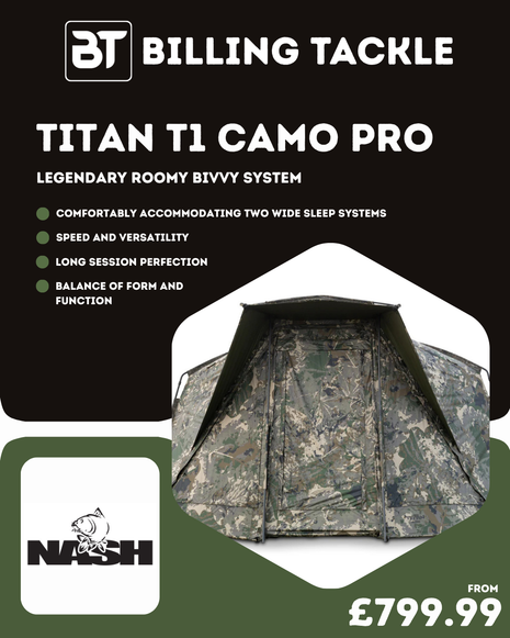 Nash Titan T1 Camo Pro Bivvy | Premium Bivvy, Premium Perks from £799.99