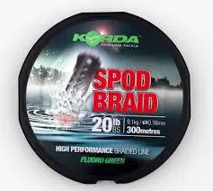 Korda Spod Braid High Performance Braided Line (Fluoro Green / 20lb / 300m / 00.16mm) by Billing Tackle