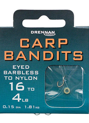 Drennan Carp Bandits Eyed Barbless to Nylon by Billing Tackle