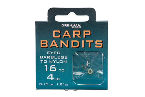 Drennan Carp Bandits Eyed Barbless to Nylon by Billing Tackle