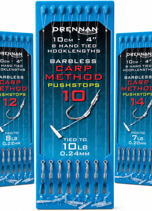 Drennan Hand Tied Hooklengths Barbless Carp Method Pushstops |.ALL SIZES by Billing Tackle