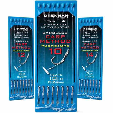 Drennan Hand Tied Hooklengths Barbless Carp Method Pushstops |.ALL SIZES by Billing Tackle