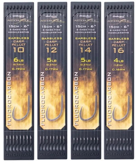 Drennan Acolyte Hand Tied Hooklengths Barbless Carp Pellet Fluorocarbon |.ALL SIZES by Billing Tackle