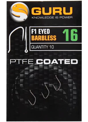 Guru F1 Eyed Barbless PTFE Coated | ALL SIZES by Billing Tackle