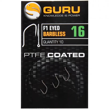 Guru F1 Eyed Barbless PTFE Coated | ALL SIZES by Billing Tackle