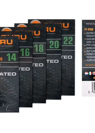 Guru F1 Eyed Barbless PTFE Coated | ALL SIZES by Billing Tackle