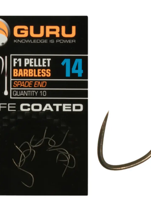 Guru F1 Pellet Barbless Spade End PTFE Coated | ALL SIZES by Billing Tackle